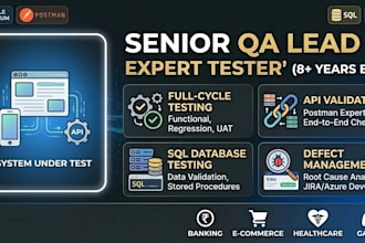 provide expert QA manual testing, API validation, and sql data testing