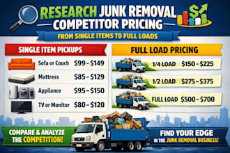 research junk removal competitor pricing from single items to full loads