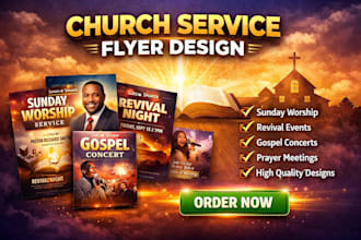 design church service flyer for sunday worship  and church events
