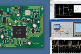 design pcb circuit and do circuit simulation in proteus thinkercad, itspice