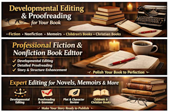 proofread and developmental edit your book, fiction and non fiction book editor