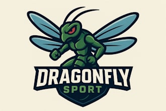 make creative dragonfly sport mascot logo for your business
