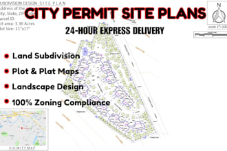 land subdivision, site, plot plan and landscape design for city permit in 24hrs
