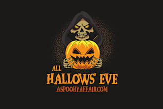 design design original scary skeleton halloween event logo
