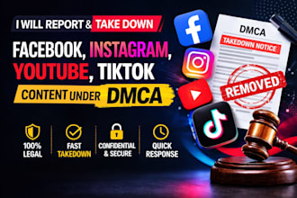 report to takedown instagram, youtube, facebook, tiktok contents under dmca