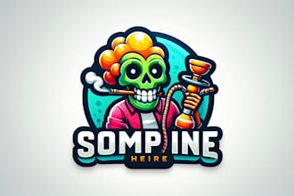 do eye catchy skull hookah mascot logo with my own creative thinking