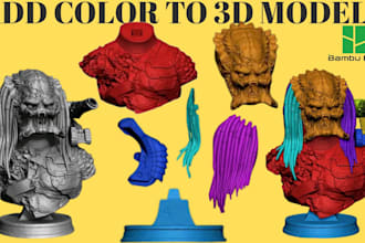 color 3d model split and slice parts for multicolor ams 3d print, 3mf stl file