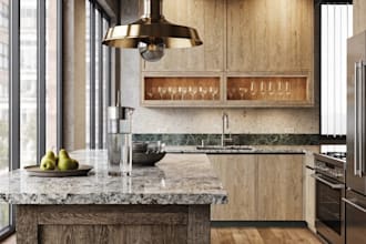 make a functional kitchen design with 2d render