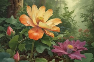 draw botanical vector illustration of plants and flowers