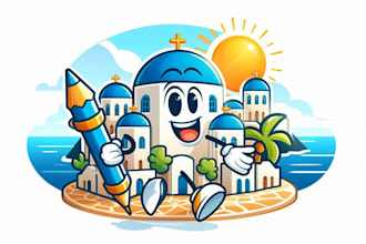 do a santorini greece mascot logo for commercial use