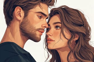 illustrate a romantic couple portrait