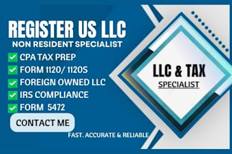 us tax return preparation and form 5472 filing for non resident llc in 24h