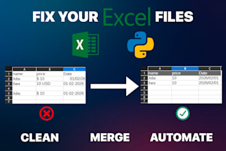 build a script that cleans, merges and formates your excel files
