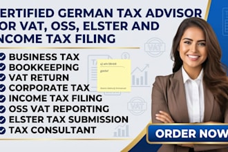be your certified german tax advisor for vat, oss, elster and income tax filing