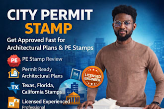 city permit stamp for architectural plan and pe stamp approval for floor plan