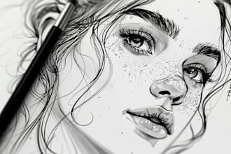 draw line art illustration with ink