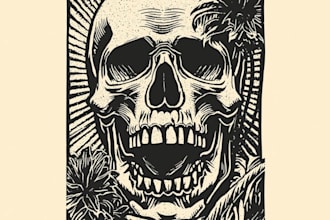 draw high quality linocut illustration for tshirt design
