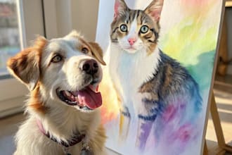 draw watercolor pet portrait your pets