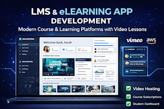 build lms, elearning, edtech, tutoring, course learning app video lesson app