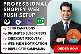 setup shopify web push firepush pushbot aimtell progressier hextom mobiloud