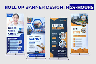 design a premium roll up banner, retractable banner, and pull up banner