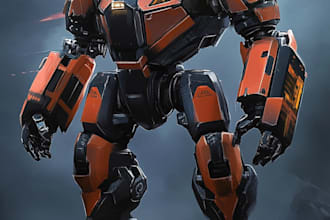 draw amazing character mecha robot illustration