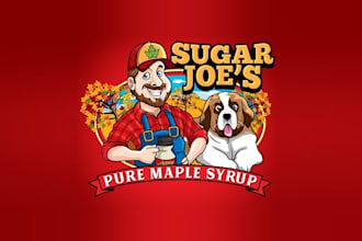 create a modern caricature logo with source files