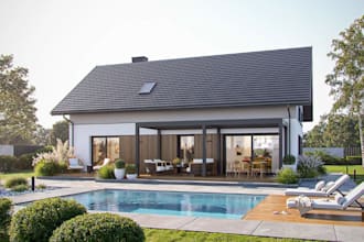 3d old house exterior remodel, home makeover, outdoor garden,cgi rendering view
