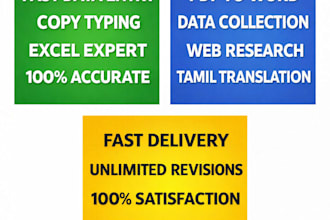 do fast data entry, copy typing, excel data entry and tamil translation
