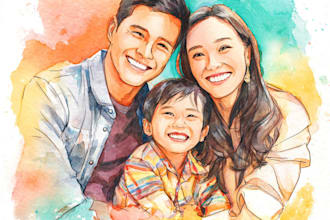 create a watercolor family portrait