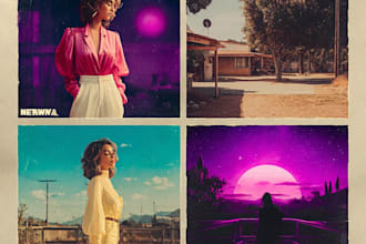 make vintage retro, modern album cover art