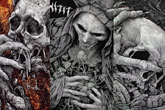 draw horror and gothic line art illustrations
