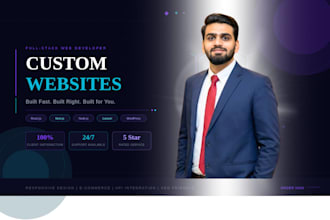custom website development as full stack developer, front end developer