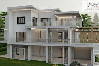 design a modern house or villa with 2d floor plans