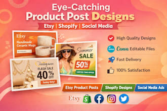 design eye catching product posts for etsy shopify and social media