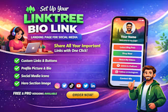setup professional linktree bio page for your social media links