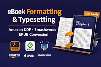 do ebook typesetting, formatting for amazon KDP, smashwords and epub conversion