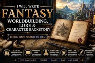 write fantasy worldbuilding, lore and character backstory