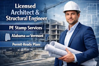 structural engineer, licensed architect, pe stamp in alabama and vermont