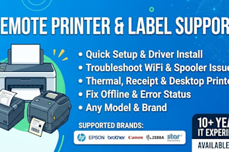 fix or setup any printer and label printer remotely
