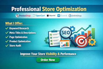 seo optimization for prestashop opencart big cartel ecwid and shift4shop stores