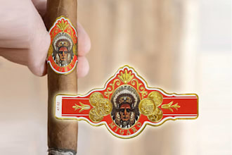 craft stunning cigar band, label, box and logo with intricate details