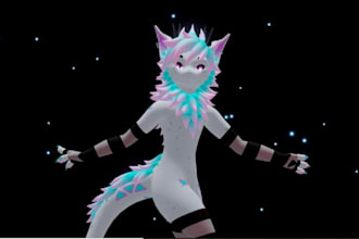 custom 3d furry VR chat avatar face tracking and texture