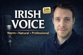 deliver professional irish narration for youtube, audiobook or business