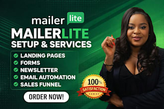 setup mailerlite landing page, email automation, forms, newsletter ,sales funnel