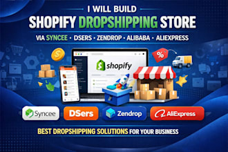 build shopify drosphipping store via syncee dsers zendrop alibaba aliexpress