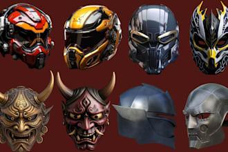 create 3d printable for 3d wearable mask 3d helmet 3d cosplay mask and costume