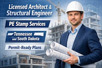 licensed architect, structural engineer, pe stamp in tennessee and south dakota