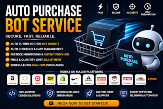 build autopurchase bot,pokeman target shopping bot,walmart bot auto checkout bot