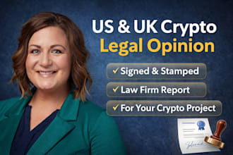 provide US UK law firm signed and stamped legal opinion for blockchain project
